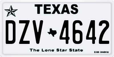 TX license plate DZV4642