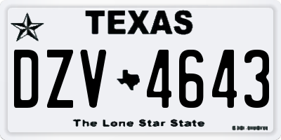 TX license plate DZV4643