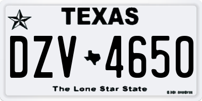 TX license plate DZV4650