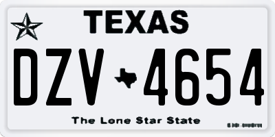 TX license plate DZV4654