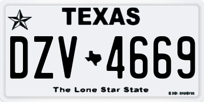 TX license plate DZV4669