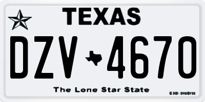 TX license plate DZV4670