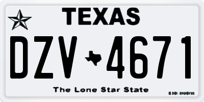 TX license plate DZV4671