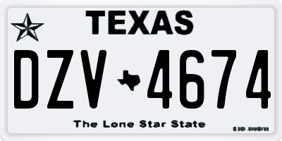 TX license plate DZV4674
