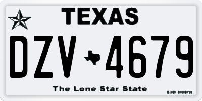 TX license plate DZV4679
