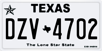 TX license plate DZV4702