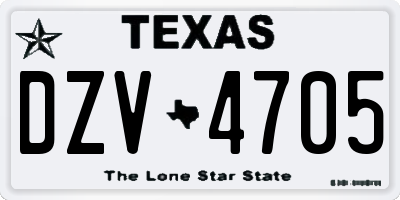 TX license plate DZV4705