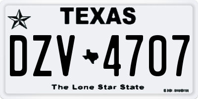 TX license plate DZV4707
