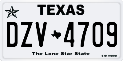 TX license plate DZV4709