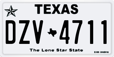 TX license plate DZV4711