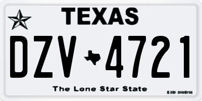 TX license plate DZV4721