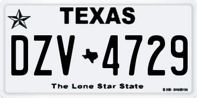 TX license plate DZV4729
