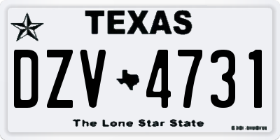 TX license plate DZV4731