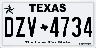 TX license plate DZV4734