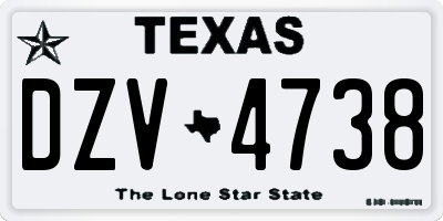TX license plate DZV4738
