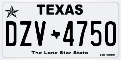 TX license plate DZV4750
