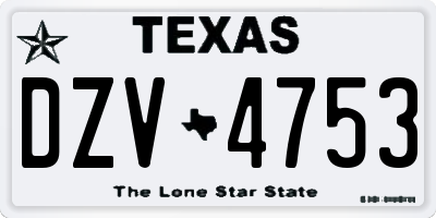 TX license plate DZV4753