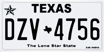 TX license plate DZV4756