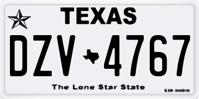 TX license plate DZV4767