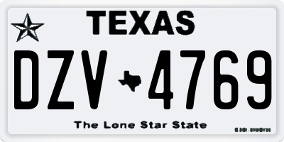 TX license plate DZV4769