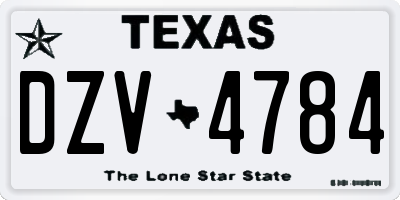 TX license plate DZV4784