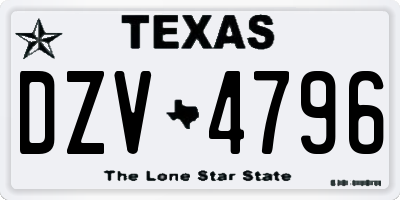 TX license plate DZV4796