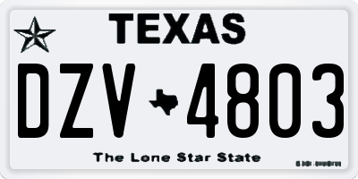 TX license plate DZV4803