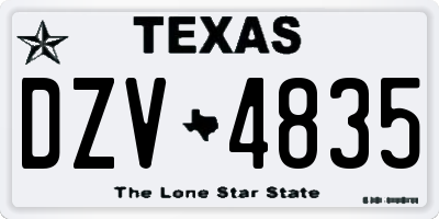 TX license plate DZV4835