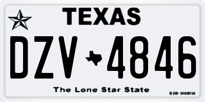 TX license plate DZV4846