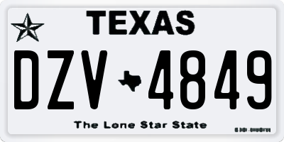 TX license plate DZV4849