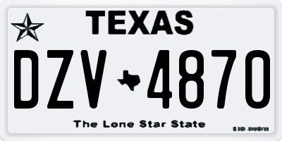 TX license plate DZV4870