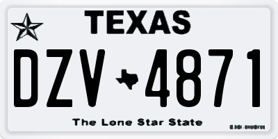 TX license plate DZV4871