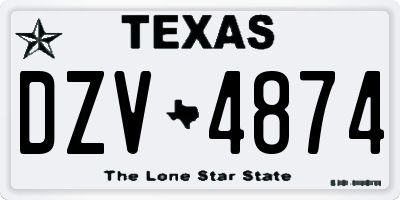TX license plate DZV4874