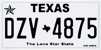 TX license plate DZV4875