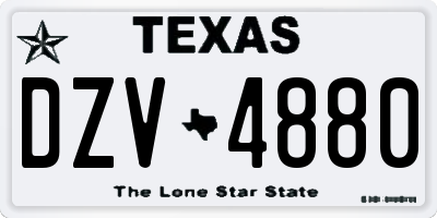 TX license plate DZV4880