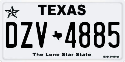 TX license plate DZV4885