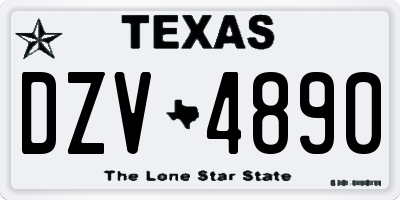 TX license plate DZV4890