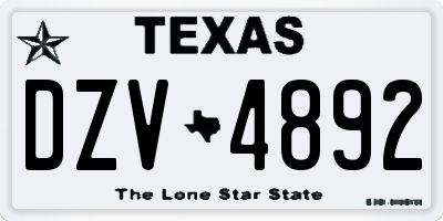 TX license plate DZV4892