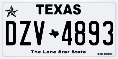 TX license plate DZV4893
