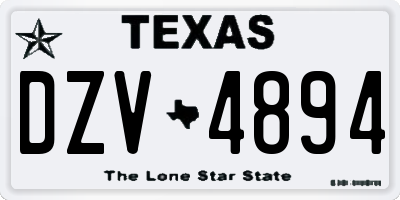 TX license plate DZV4894