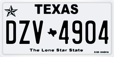 TX license plate DZV4904