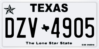 TX license plate DZV4905