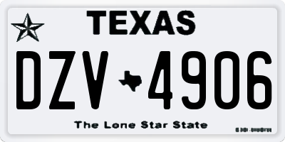 TX license plate DZV4906