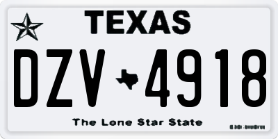 TX license plate DZV4918