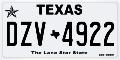 TX license plate DZV4922