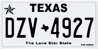 TX license plate DZV4927