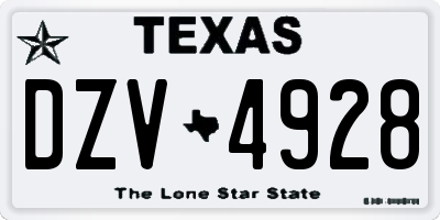 TX license plate DZV4928