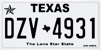 TX license plate DZV4931