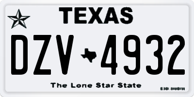TX license plate DZV4932