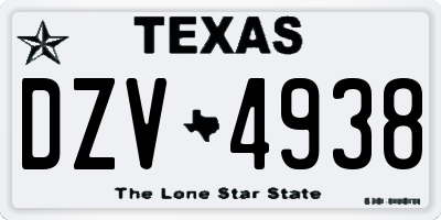 TX license plate DZV4938